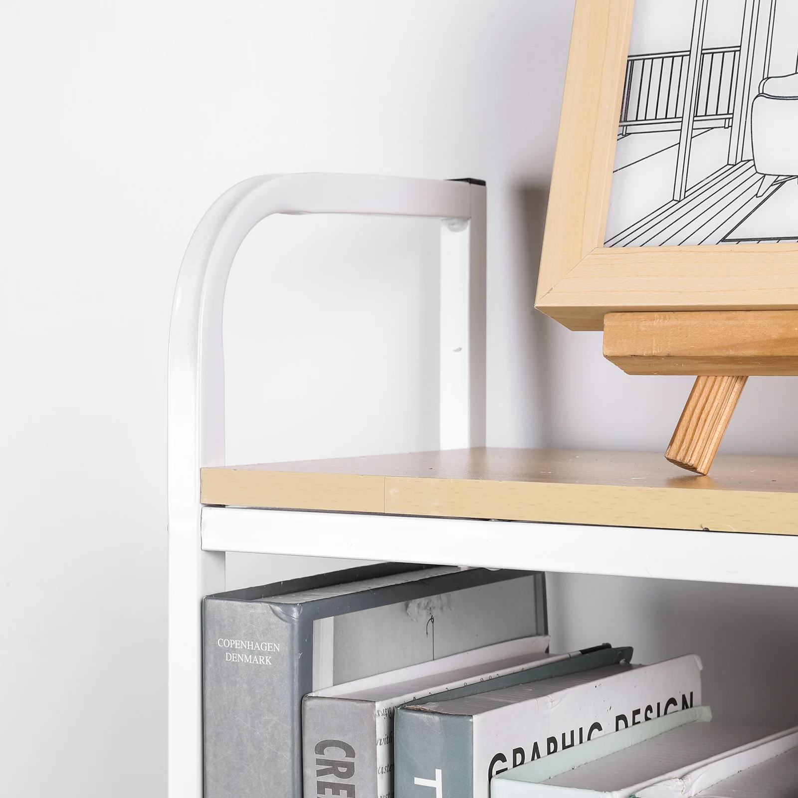 

2-уровневая деревянная стойка для хранения на столешнице с сетчатой панелью, настольная декоративная стойка, многофункциональная полка для домашнего офиса