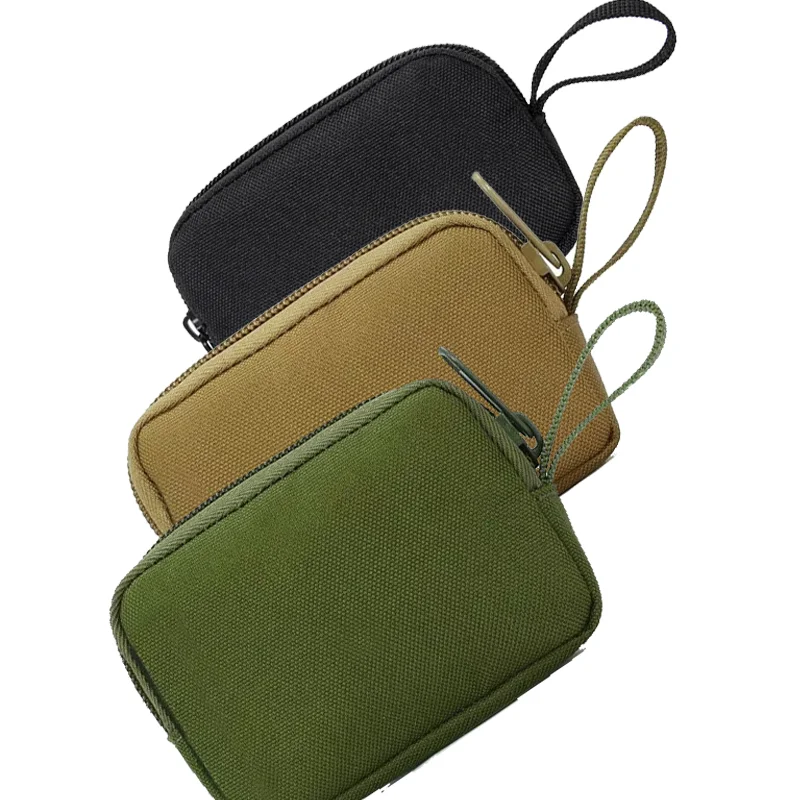 

Нейлоновый карман на двойной молнии, кошелек для монет, мужской тактический уличный маленький держатель для карт, ремень для хранения ключей, поясная сумка, легкий чехол Molle
