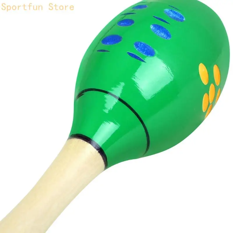 1 Pair Kids Rhythm Rumba Shaker Maracas Wooden Design, Smooth Handheld Instruments with Painted Floral Head for Classroom Music