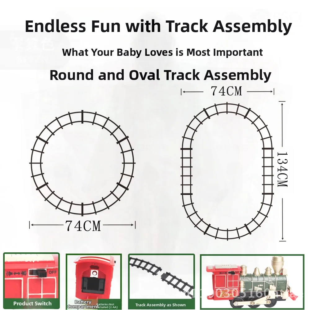 Retro Mini Electric Train Toy for Kids - Christmas Gift Boy Car Remote Control Railway Track Set for Children 4-6 Years Old