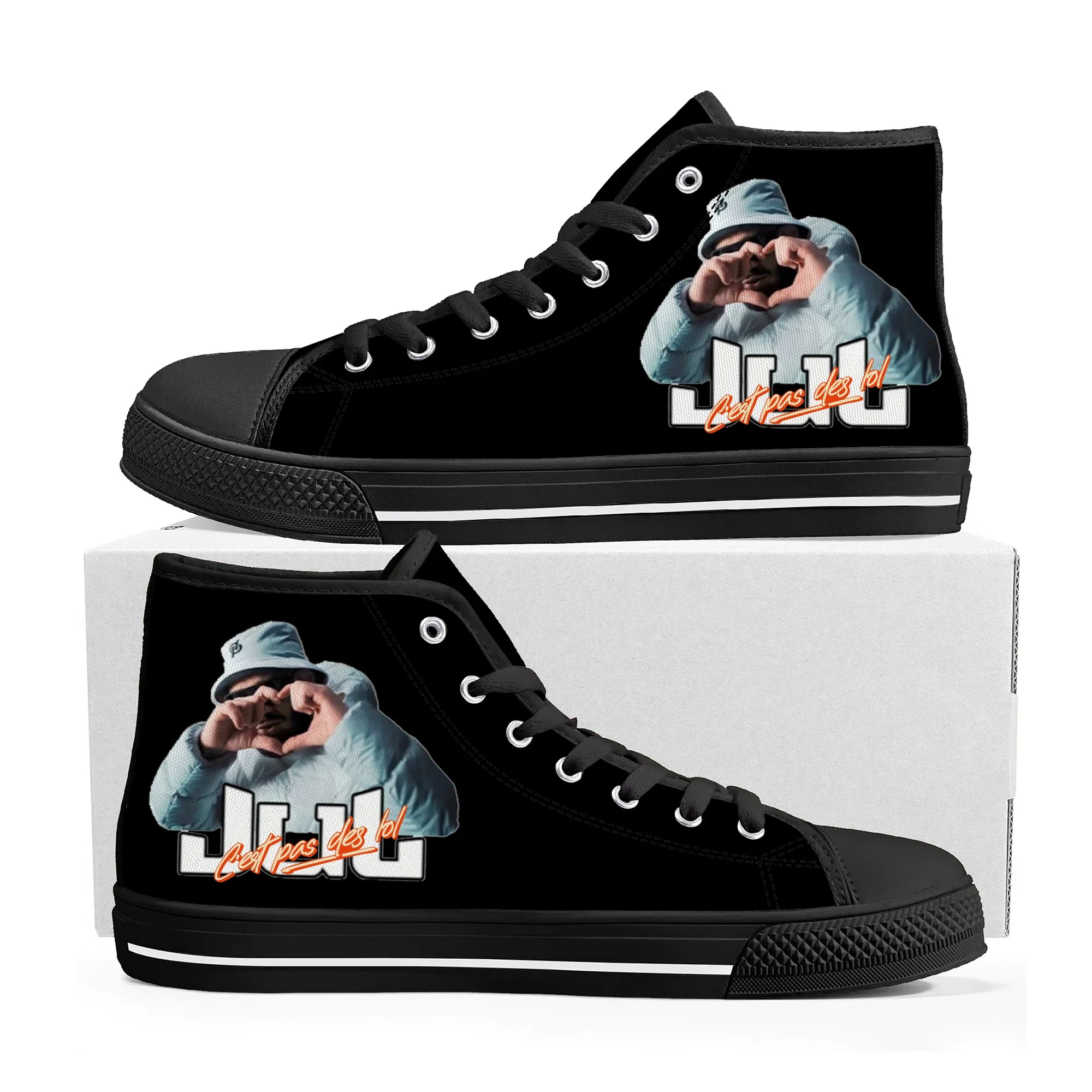 

Popular Rapper JuL Custom High Top Sneakers Mens Womens Teenager Fashion High Quality Canvas Sneaker Custom Built Couple Shoes