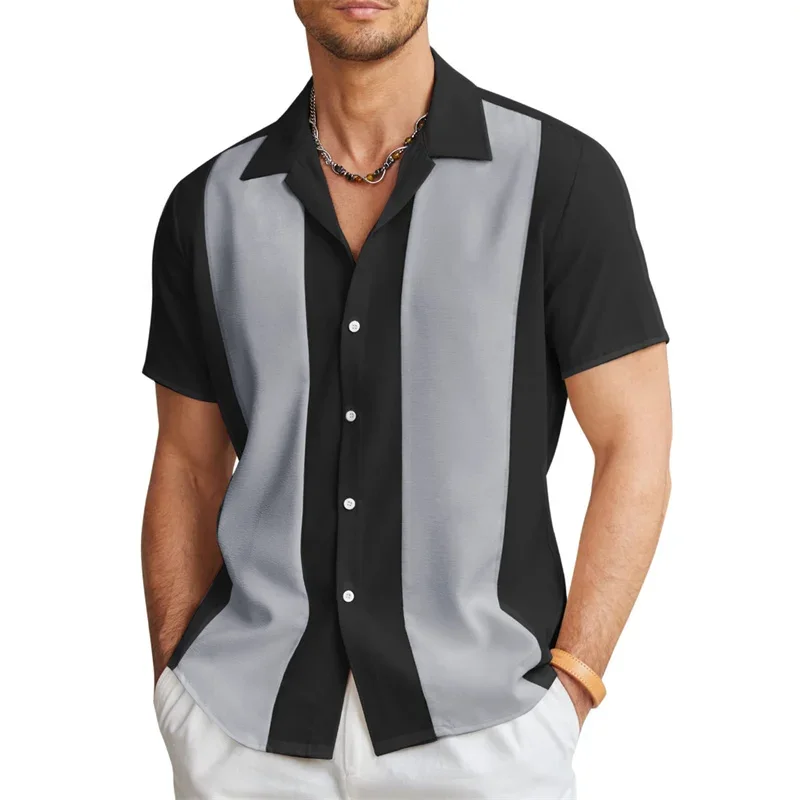 

Simple style random 3D digital printing MEN'S FASHION short-sleeved button-down shirt, new spring and summer outdoor shirt