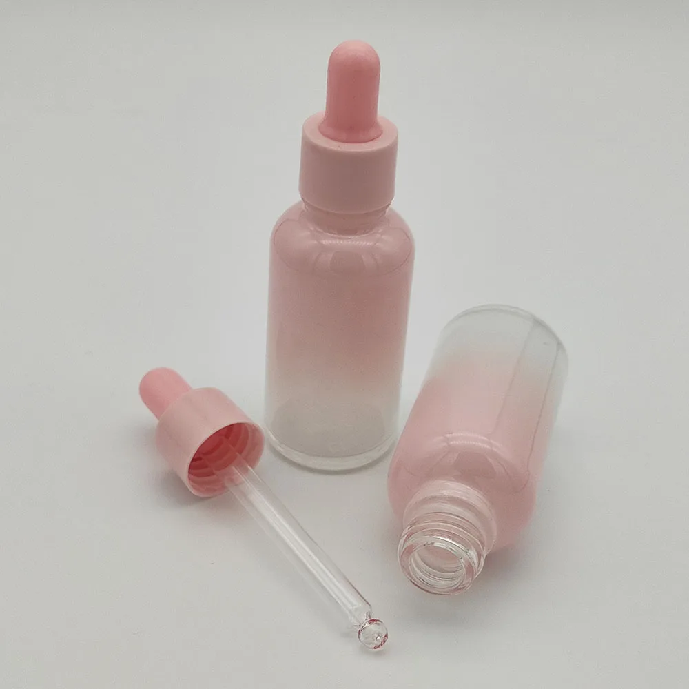 12 Pack 30ml Pink Dropper Bottle With Glass Pipette Empty Glass Essential Oil Bottle for Essential Oils Perfumes Aromatherapy