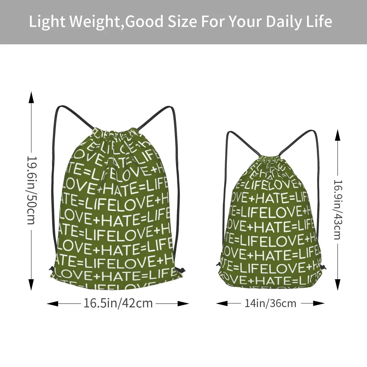 Love And Hate Equals Life Backpacks Portable Drawstring Bags Sports Bag Book Bags for Man Woman Students