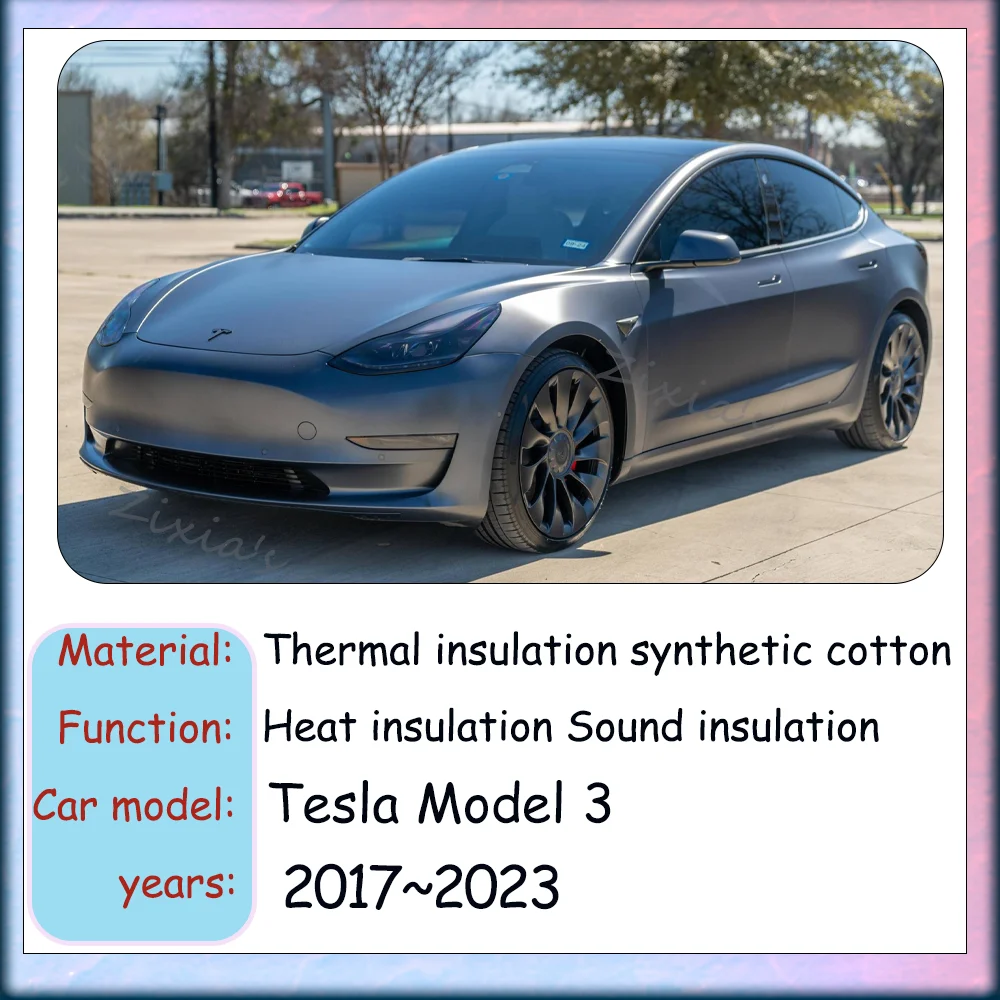 For Tesla Model 3 2017~2023 2018 2019 Car Hood Engine linin Thermal Insulat Cotton Soundproof Mat Engine Heat Cover Accessories