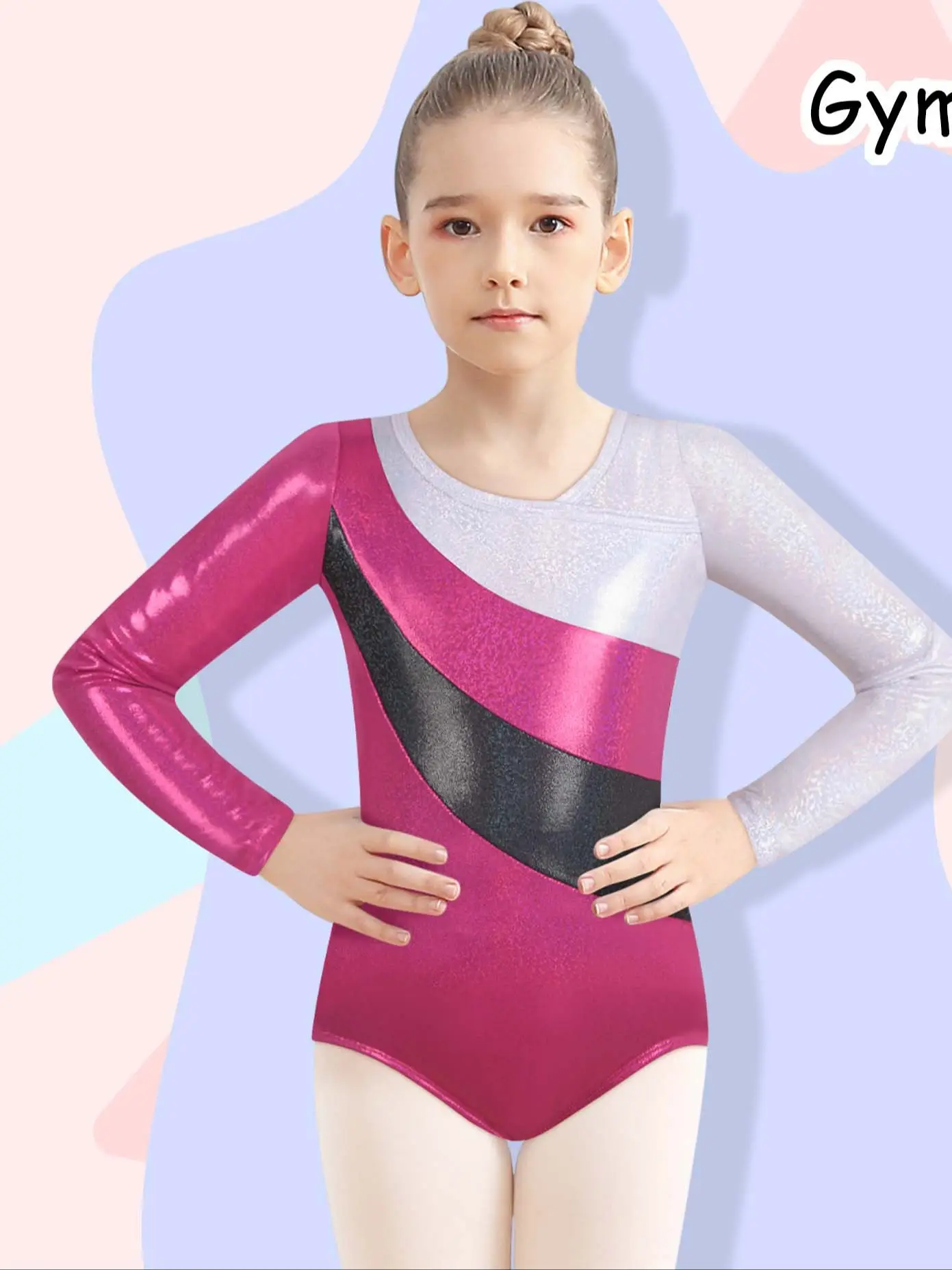 Gymnastiekpakjes voor meisjes Sparkly Tumbling Dance Maillots Kinderen 2-10 jaar - afbeelding 2