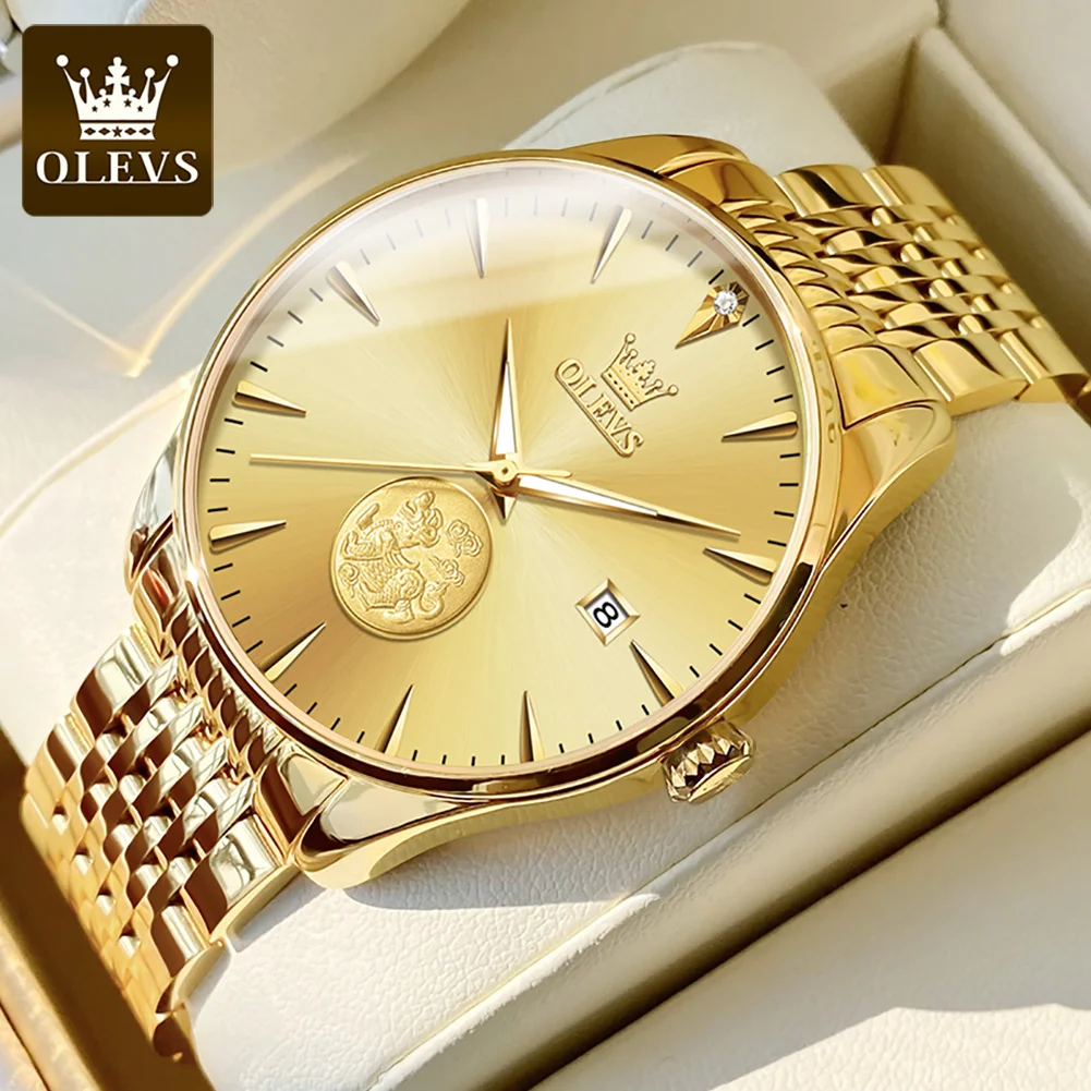 

OLEVS 6665 Men's Watch Luxury Gold Animal Pattern Lucky Pixiu Waterproof Luminous Automatic Mechanical Men's Watch Reloj Hombre