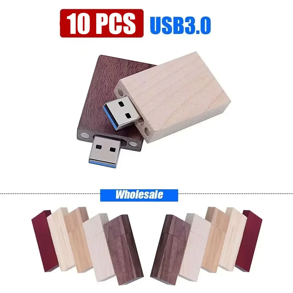 

10PCS Free Custom Logo USB3.0 flash drive 64GB Wooden Box Pen Drive 8GB Bamboo Pendrive Wood Memory Stick 4GB 16GB 32GB U disk