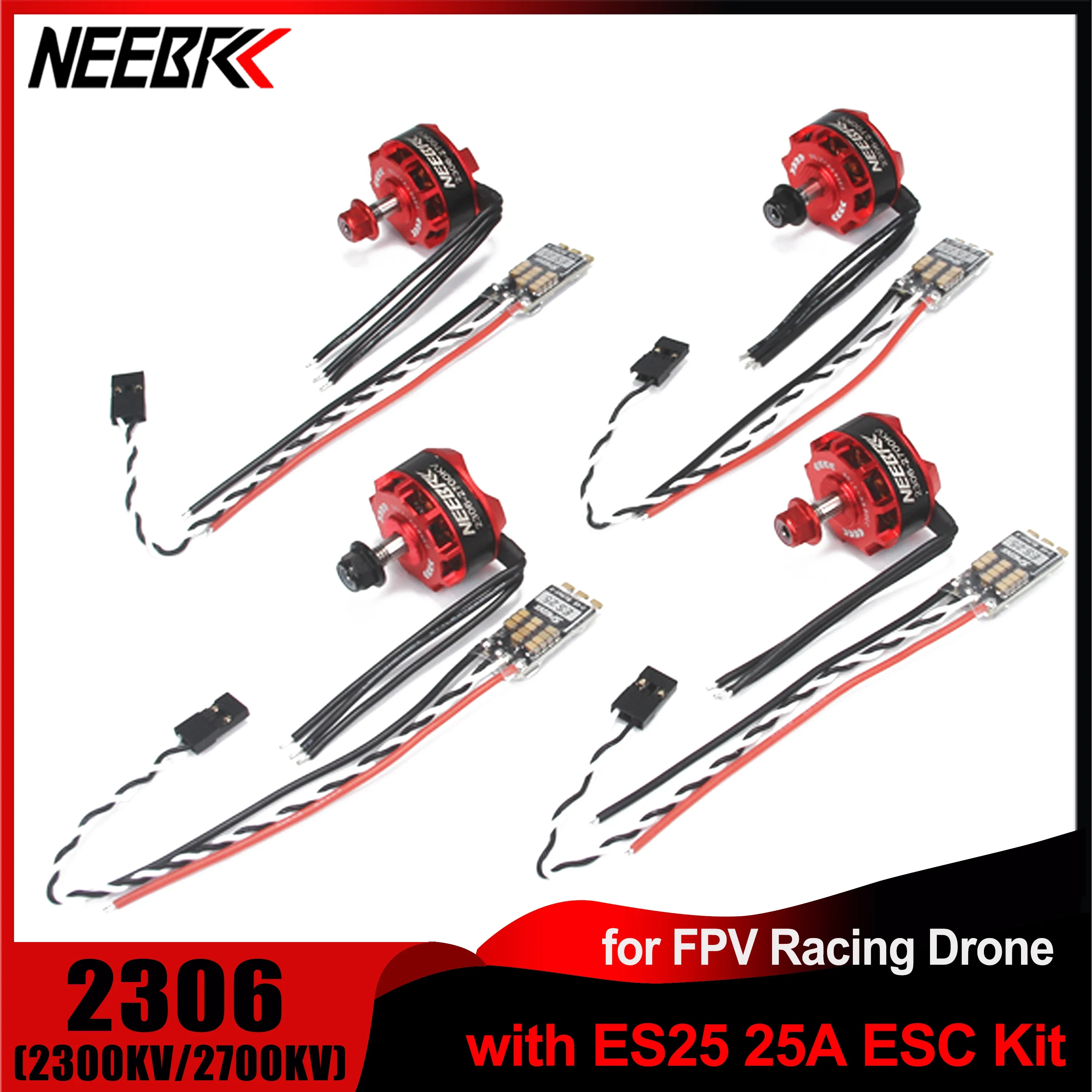 4PCS 2306 Brushless Motor CW/CCW w ES25 25A Blheli_S ESC for FPV Racing Drone QAV250 Eachine Wizard X220 280 RC Plane Quadcopter