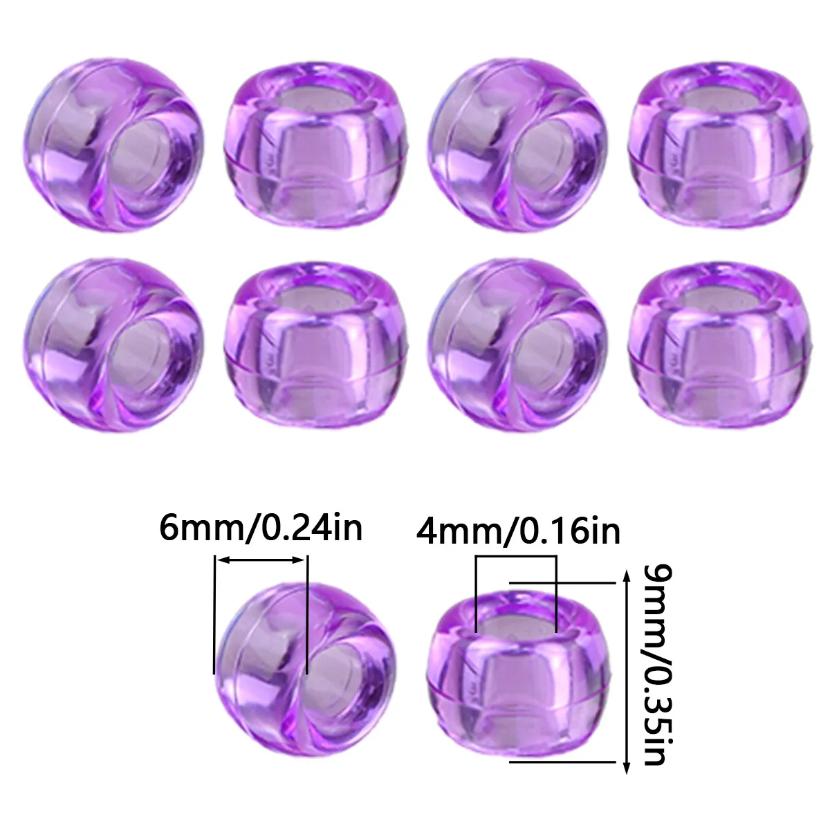 6x9mm Acrylic Medium-Hole Beads Purple Handmade DIY Jewelry-Making Loose Bead Beading Decorative Bracelet Accessories