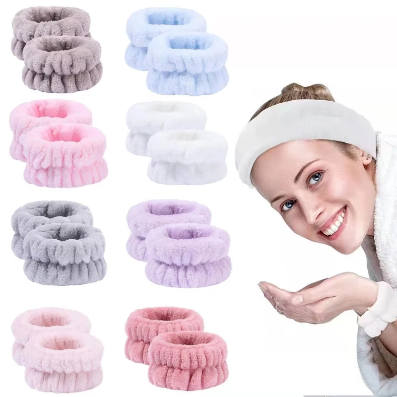 1/2/4pcs Winter Wash Face And Wrist Band Absorb Water Sports Sweat Wiping Bracelet Hairband Moisture Proof Sleeve Wrist Guard