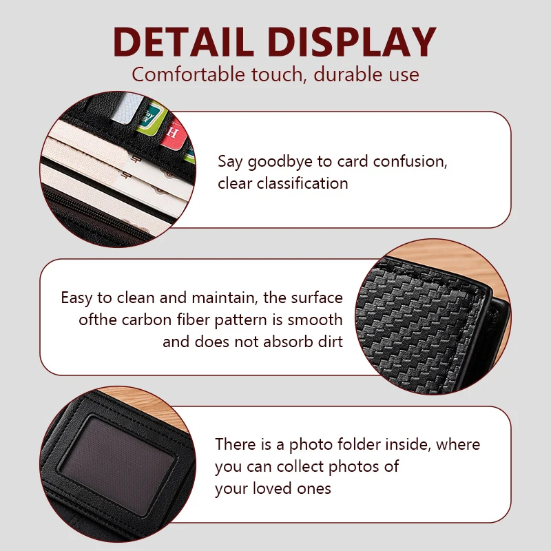 For Hyundai Car Men's Wallet Carbon Card Holder Coin Pocket Driver's License Purse N Line Tuscon NX4 I20 I30 I10 Sonata Elantra - view 4