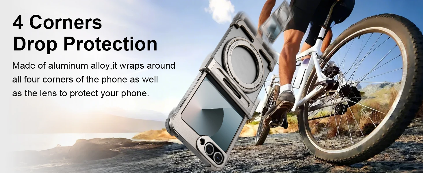 Oatsbasf Metal Phone Case for Samsung Galaxy Z Flip 7 6 with 360° Rotatable Stand Frameless Bumper Protective Z Flip 7 6 Cover