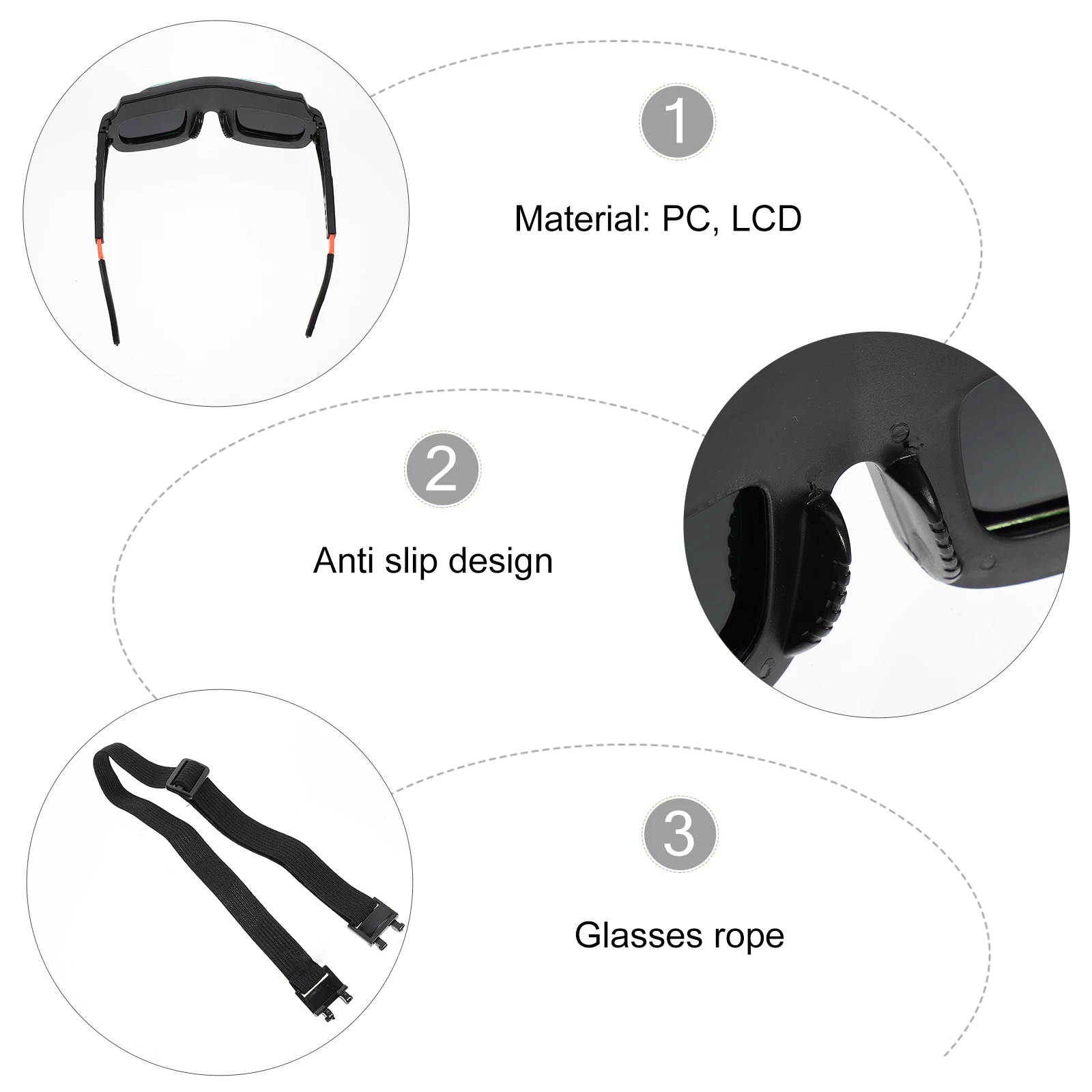 

Auto Darkening Welding Glasses Goggles Solar Rechargeable PC Lens Thick Shockproof Durable Protective Mask For Welding