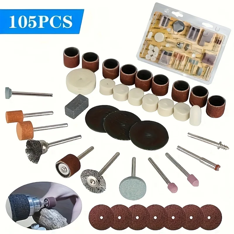 105pcs Mini Drill Multi-Rotary Tool Accessory Set Grinding and Polishing Rotary Tool Rotary Polishing Kit - Complete Cutting
