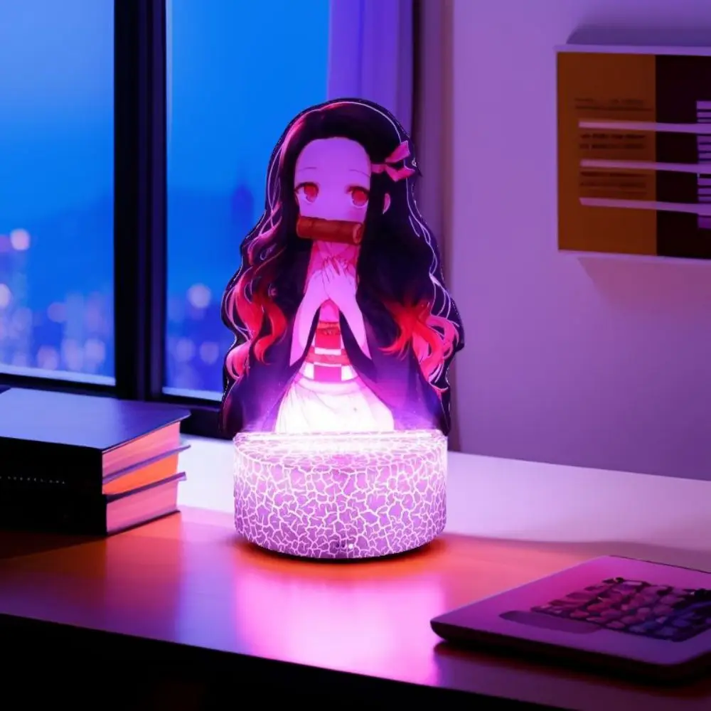 3D Lamps Anime Figure LED Night Light Action Figures Tanjiro Zenitsu Inosuke Nezuko No Yaiba Bedroom Home Decor Moon Lamp Gifts