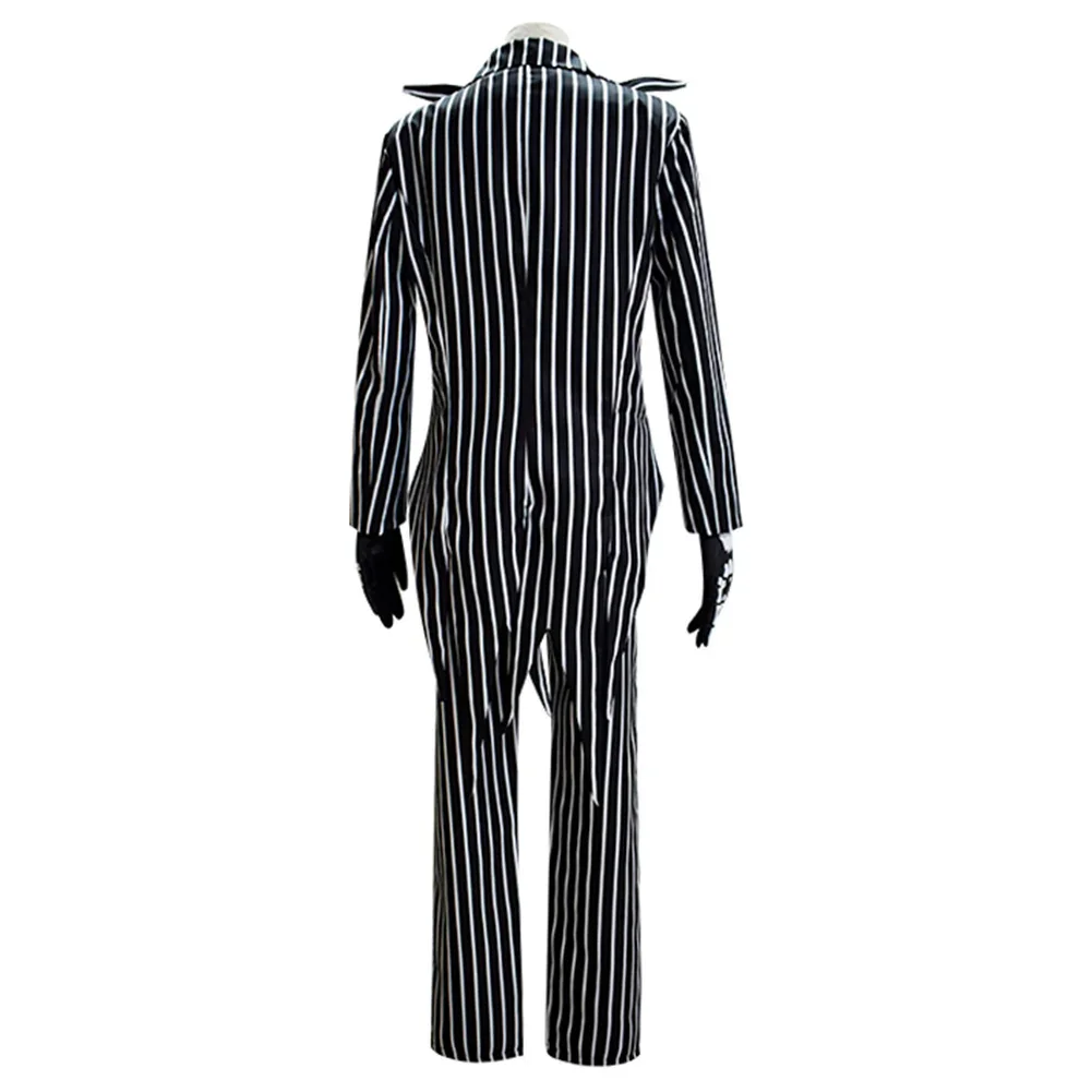 الزي رجل هالوين كرنفال حفلة تنكر البدلة جاك تأثيري Skellington تأثيري حلي للكبار الرجال فانتازيا سترة السراويل