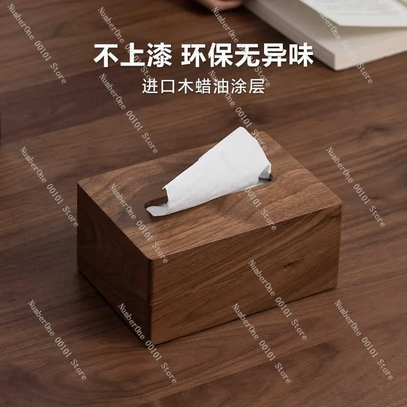Black Walnut Wooden Tissue Box Magnetic Cover Solid Wood Storage Case for Dining Room Living Room Office Desktop Organizer New