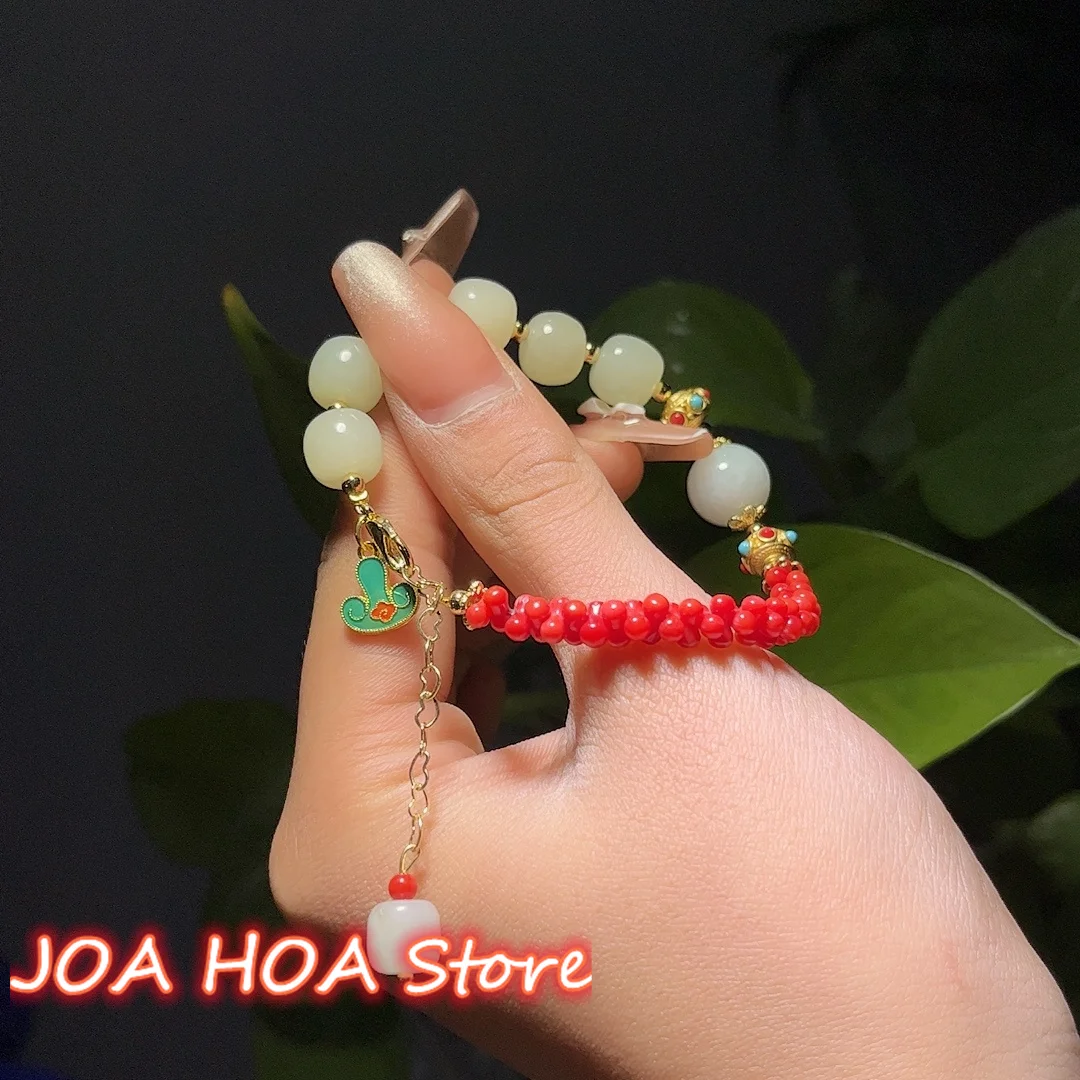 High Quality Fine DIY Handmade Natural Hetian Jade Bead String Handchain Exquisite Coral Amber Accessories Bracelet Jewelry