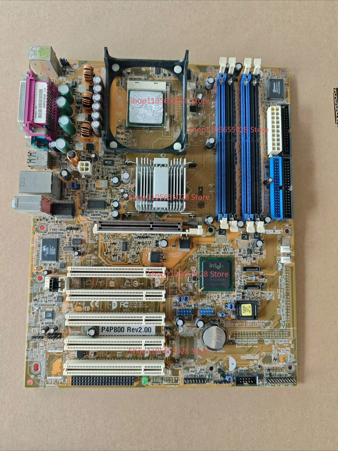 For ASUS P4 P800 Motherboard, Rev2.00 865PE Chipset, 4 DDR Memory Slots, PCI/PCI-E Interface, Supports P4 Processors