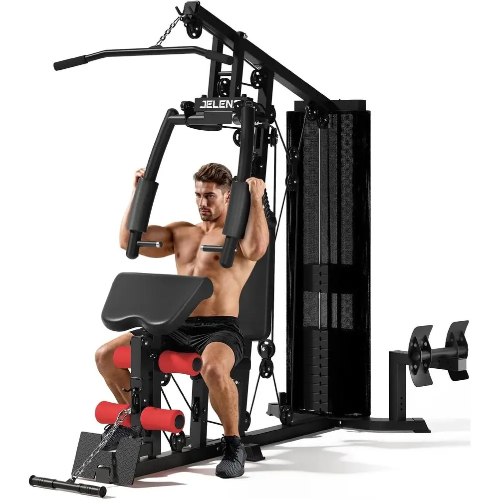 

All-in-One 150lbs Weight Stack Home Gym with Pulley System for Full-Body Training