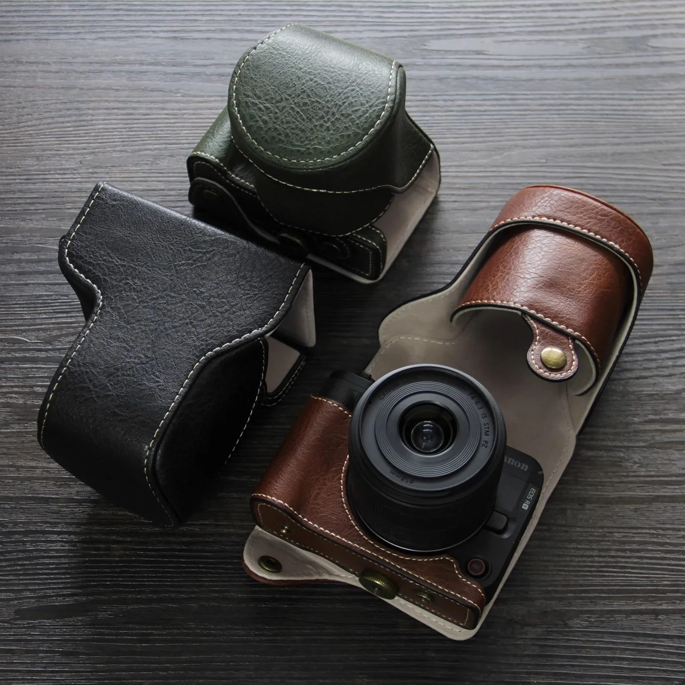 new luxury handwork Camera PU leather Bag Body BOX Case For canon EOS R50 R50v Camera Protective sleeve shell strap