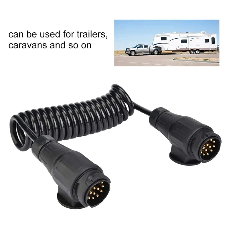 Adaptador estilo europeo, enchufe de remolque de 13 pines, Cable de resorte, adaptador de conector para remolque de coche, caravana y camión