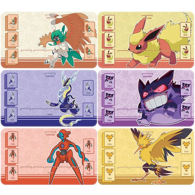 

Мультфильм Аниме Пикап Gengar Mew Snorlax Squirtle Pokemon Card Battle Single Card Mat Ptcg Game Table Mat Коврик для карт Коллекция игрушек