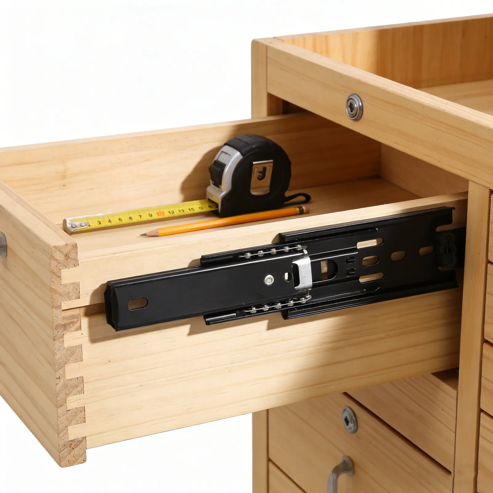 2 Pcs Wardrobe Rail Drawer Glides 3 Section Bottom Mount Cabinet Rails Track Assembly Center Guide Commercial Runners Sliders