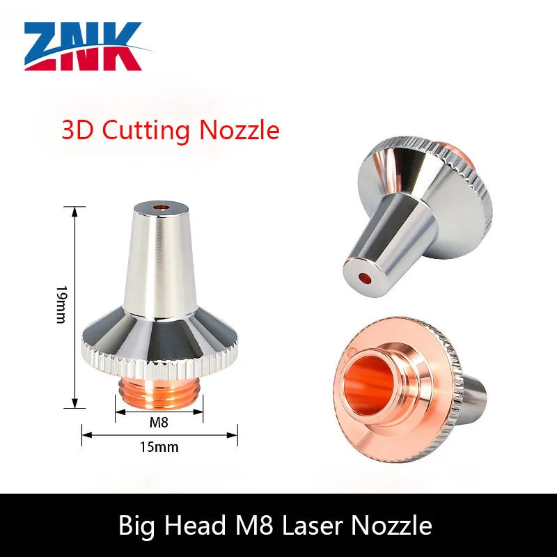 ZNK Laser Three-dimensional Pipe Cutting Machine Nozzle, Big Head Copper Nozzle, 3D Single/double Layer M8 Chrome-plated Nozzle
