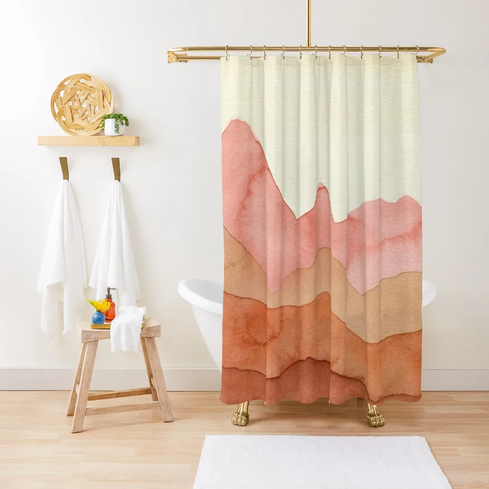 

Mountains in orange, ocher, brown, Shower Curtain In The Bathroom Cute Shower Shower Set Luxury Bathroom Curtain