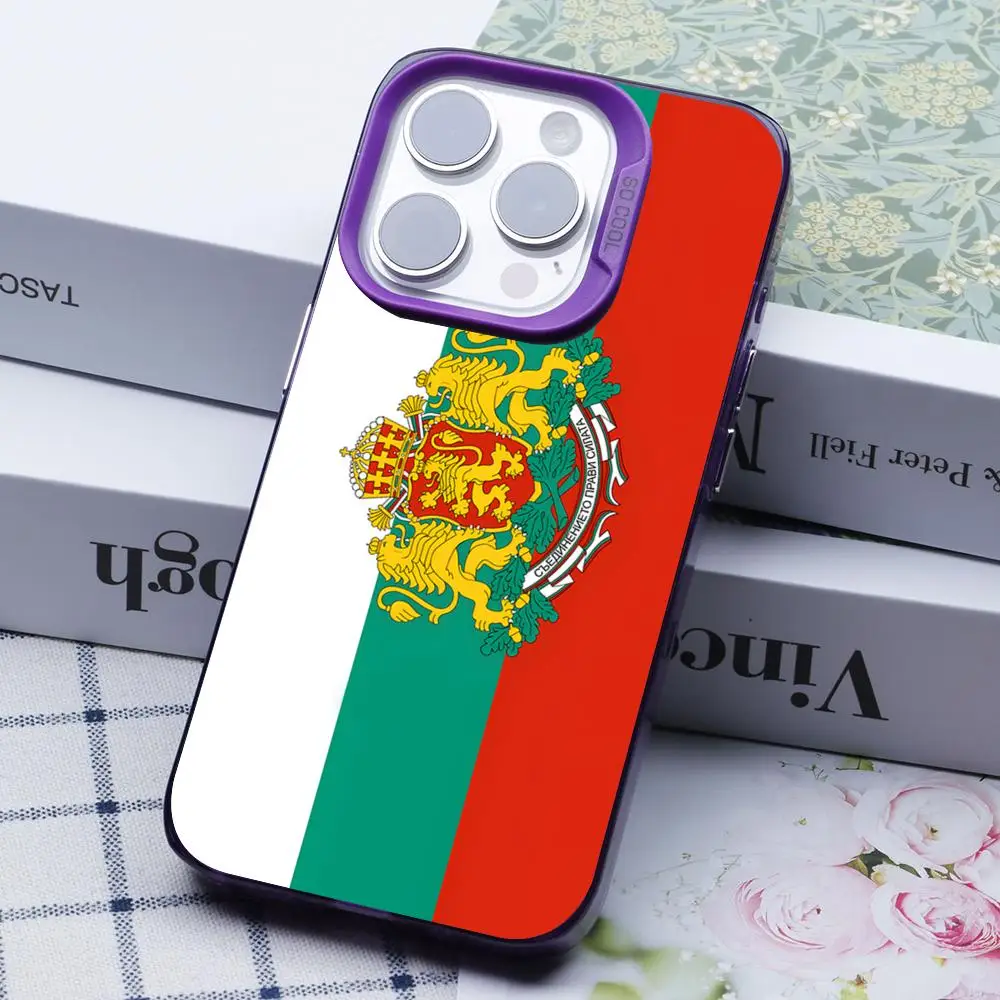 Custodia per cellulare bandiera Bulgaria per iPhone 17 16 15 14 13 12 11 X XR XS 8 7 Pro Max Plus Cover viola traslucida Cover di lusso