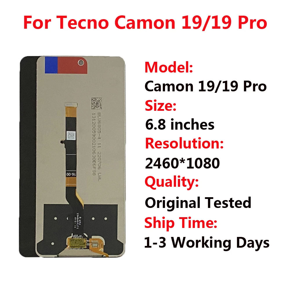 For Tecno Camon19 CI6n Camon 19 Pro CI8 CI8n CI7n LCD Display Touch Screen Assembly For Tecno Camon 19 Neo CH6i LCD Sensor