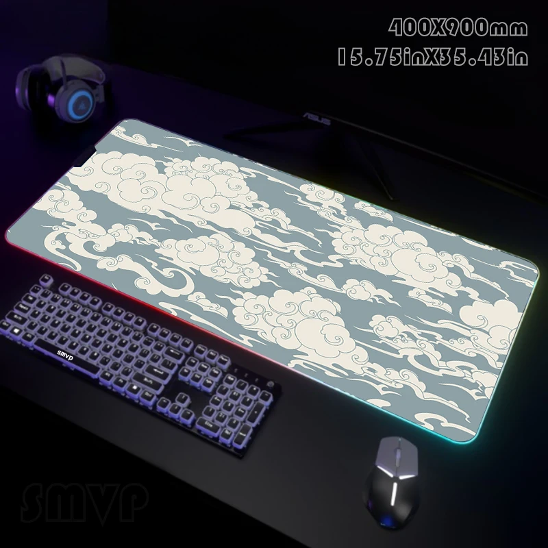 

Cloud LED Gaming Mousepads Large Backlight Desk Mat 39.3x19.6in Gamer Mousepad RGB Mouse Pad Luminous Mouse Mat