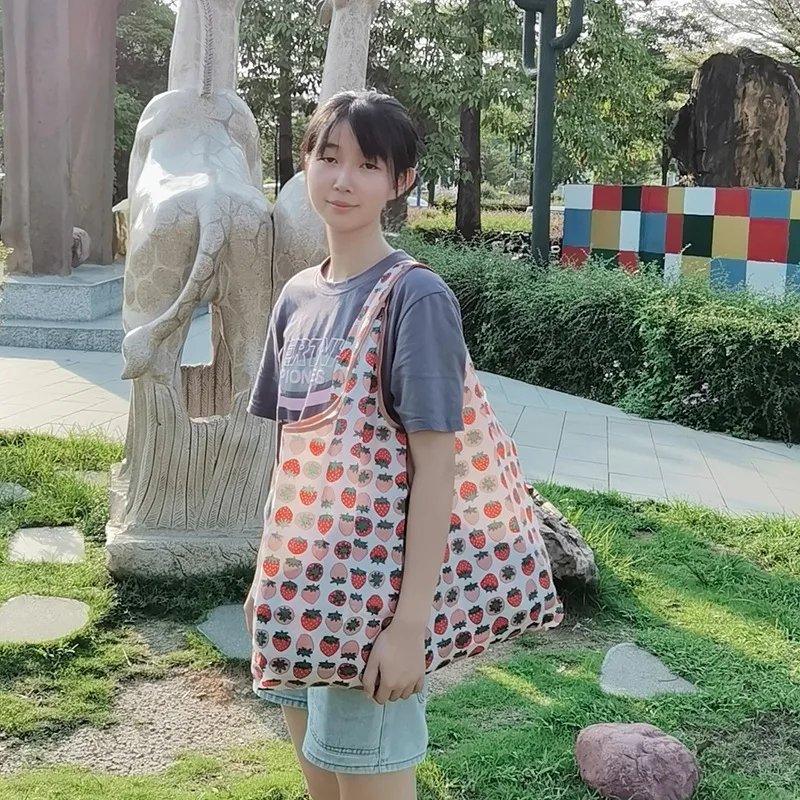 

Foldable Eco-Friendly Bag, Portable Cartoon Oxford Cloth, Portable Japanese Tote Bag, Large Capacity Waterproof Shopping Bag