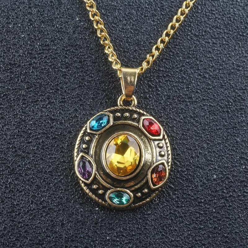 The Avengers Thanos animation peripheral retro alloy infinity stone necklace is simple and versatile and is a gift for friends