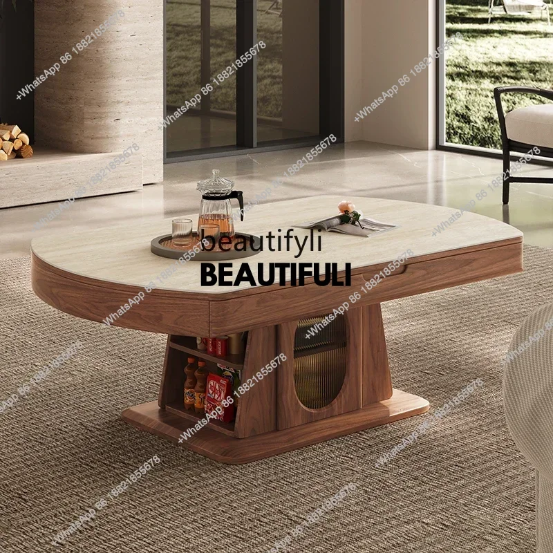 s8617 Lifting rock slab coffee table dual-use living room small apartment living room multi-functional middle-aged style