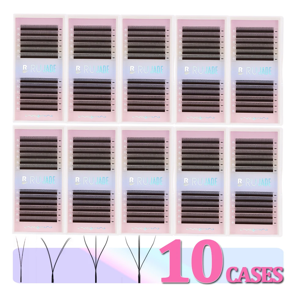 

RUJADE 10Cases 2DY Shape Lashes Mesh Net Cross Premium YY 3D Clover Lash Extension Soft Natural 3D Fairy Spike Eyelash Extension