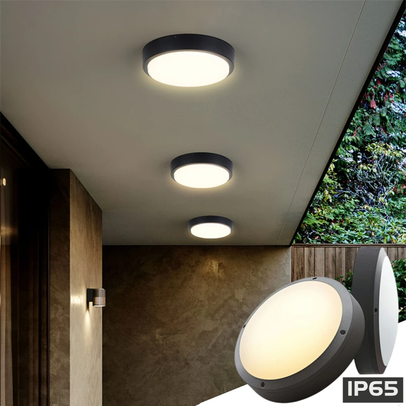 

Outdoor Surface Mounted LED Ceiling Lamp 12W/15W/20W Waterproof IP65 Round Bathroom Light Garden Porch Moistureproof Wall Lights