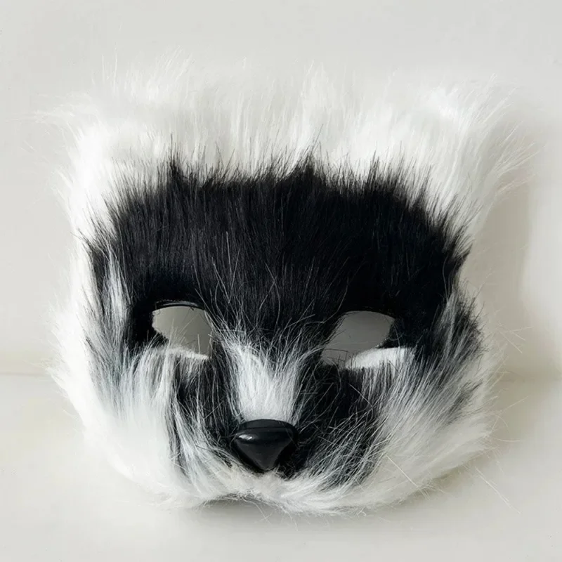 Fox Shape Face Mask Women Girls Black White Halloween Cosplay Mask Furry Cat Comfortable Party Costume Props Funny Accessories