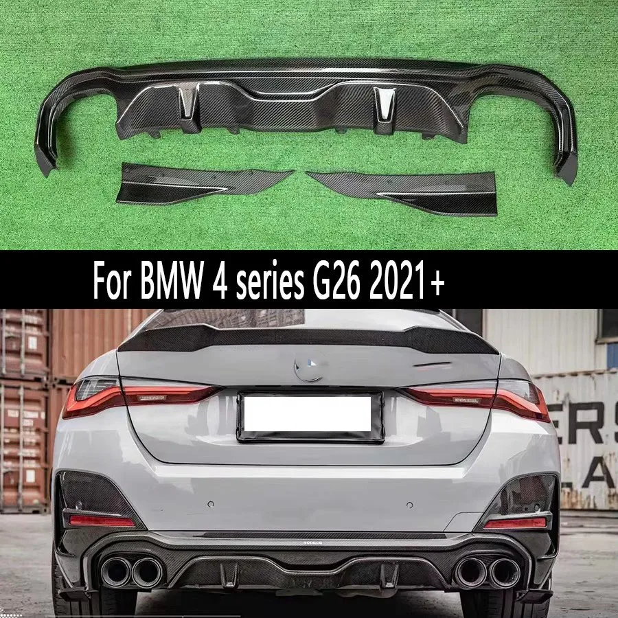 

Для BMW 4 серии G26 2021+ карбоновый задний диффузор, сплиттеры, спойлер, накладка на задний бампер, комплект обвеса.