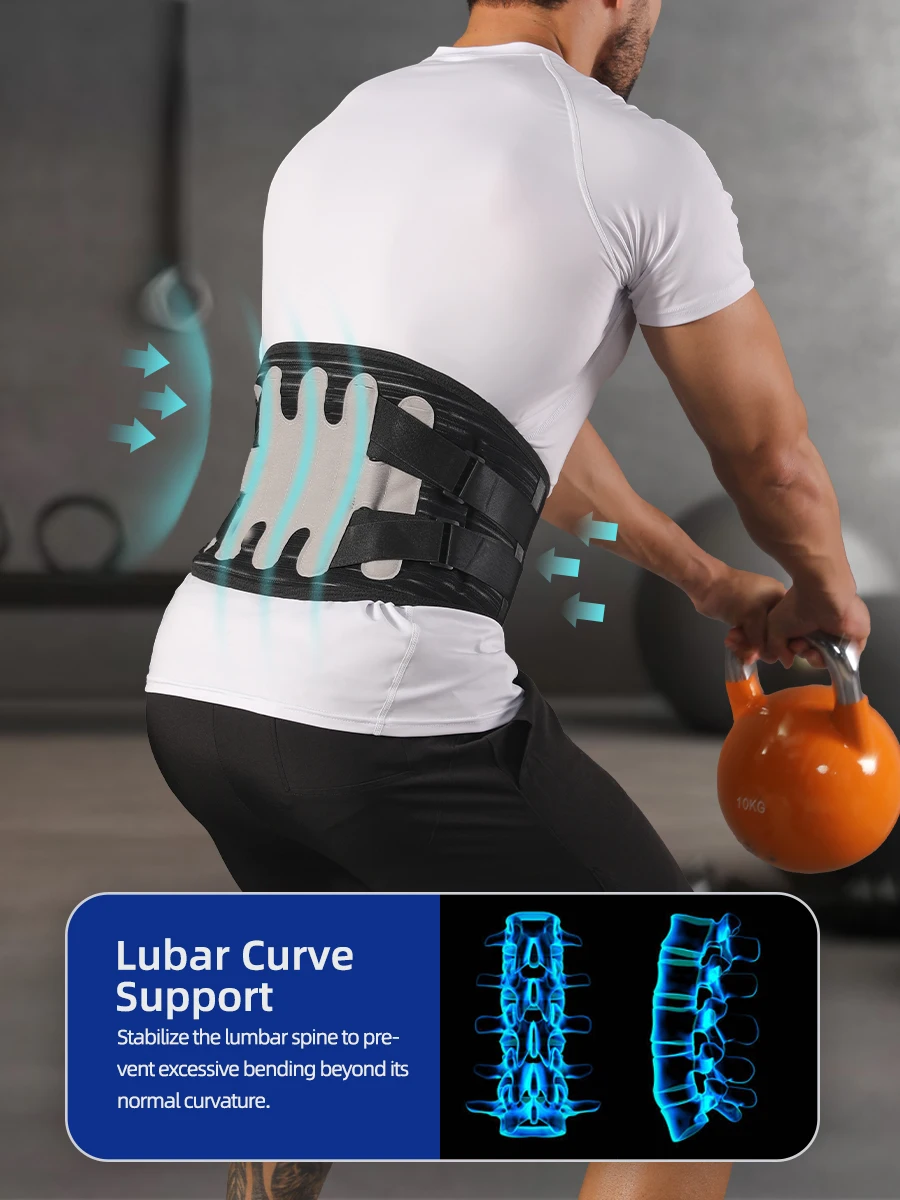 VBOSi خصر قابل للتعديل وجيد التهوية يدعم دعامة أسفل الظهر للرجال والنساء مع مثبتات معدنية