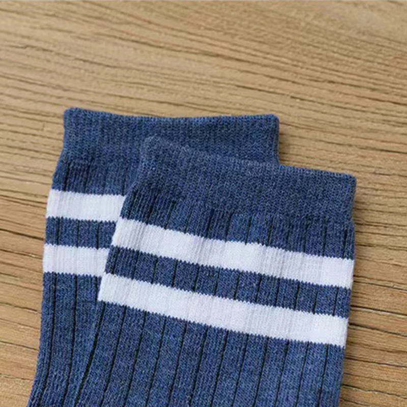 5 Pair Men's New Striped Casual Breathable Socks High Quality Harajuku Retro Socks Men's Cotton Socks