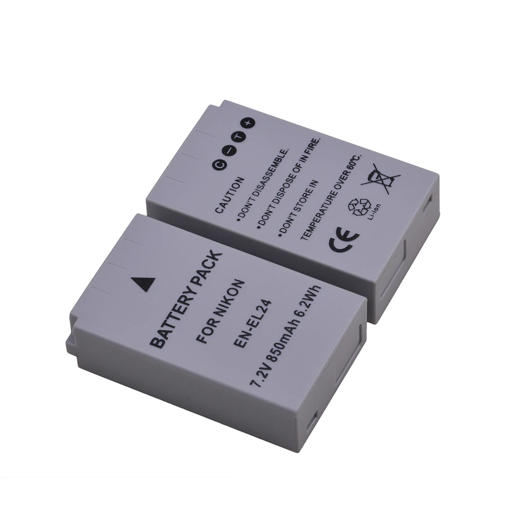 

AsperX 2Pc 7.2V 850mAh EN-EL24 EN EL24 ENEL24 Rechargeable Bateria Camera Battery for Nikon 1 J5 1J5 DL18-50 DL24-85