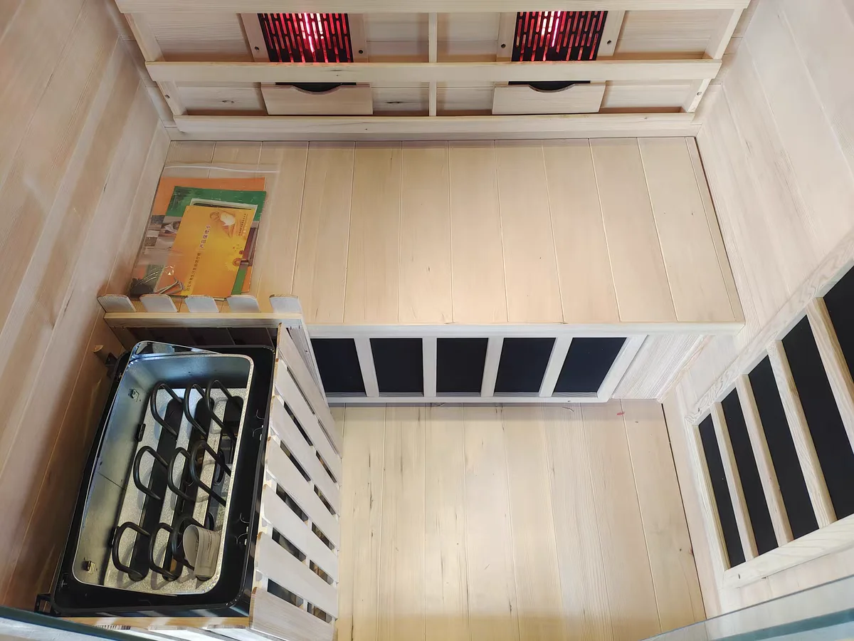 Venda quente Sauna tradicional luz infravermelha distante portátil banho de gelo 4 pessoas espectro completo sauna interior mini sauna