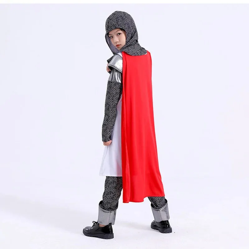 Medieval Knights Templar Order The Crusaders Cloak Cosplay Halloween Costume for Kid War Robe Armor Catholicism Dress Carnival