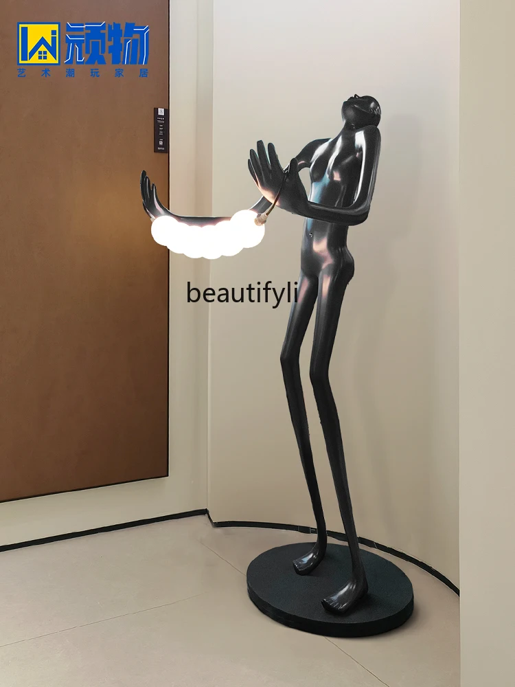 Nordic creative humanoid art sculpture floor lamp hugs home, large floor ornaments