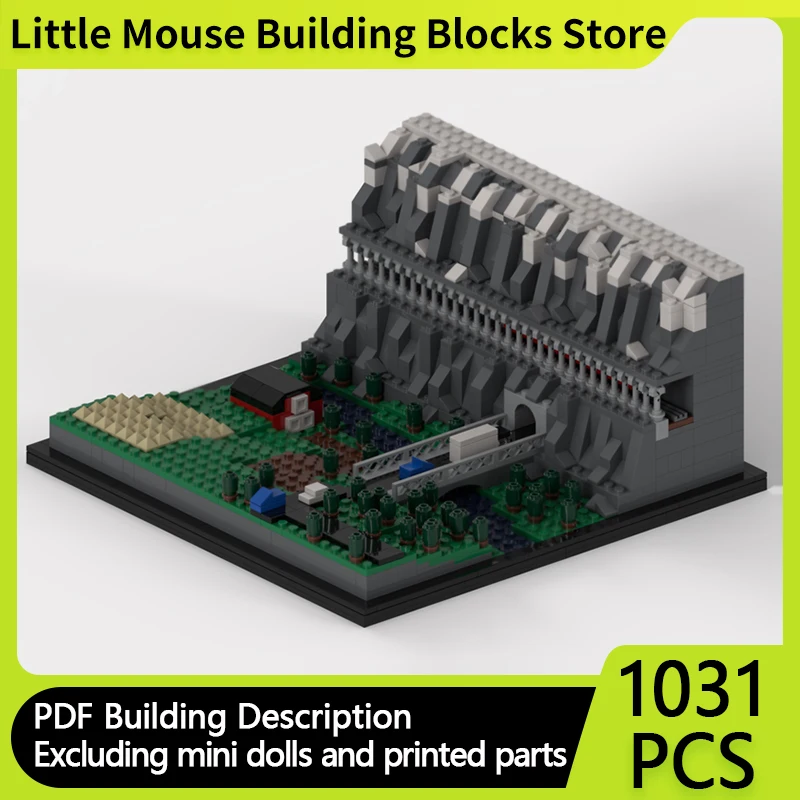 

City Car Model MOC Building Bricks Valley Train Track Exhibits Modular Technology Gifts Holiday Assemble Children Toys Suit