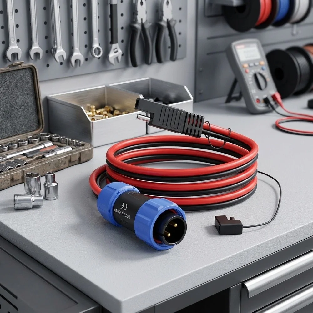 12AWG Aviation to For SAE Quick Connect Cable 1M Tinned Copper Waterproof Design for AC200MAX AC200P AC300 AC500 Solar Use