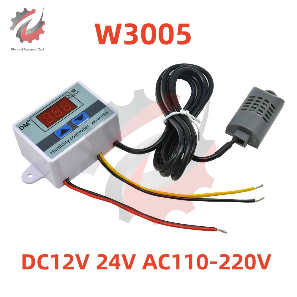 W3005 XH-W3005 Digital Humidity Controller 12V 24V 220V Humidistat Hygrometer Humidity Control Switch Regulator Humidity Sensor